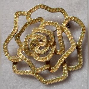Elegant Frosted Rose Goldtone Brooch / Pin